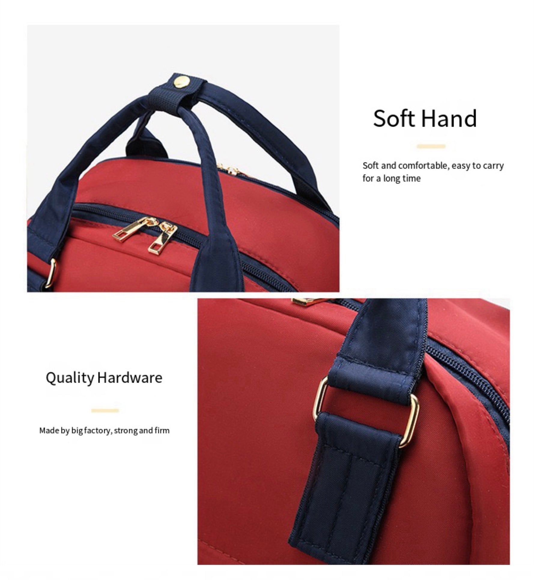 Red and Navy Blue Diaper Bag