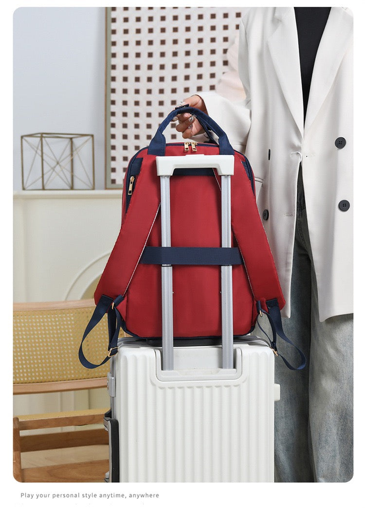 Red and Navy Blue Diaper Bag
