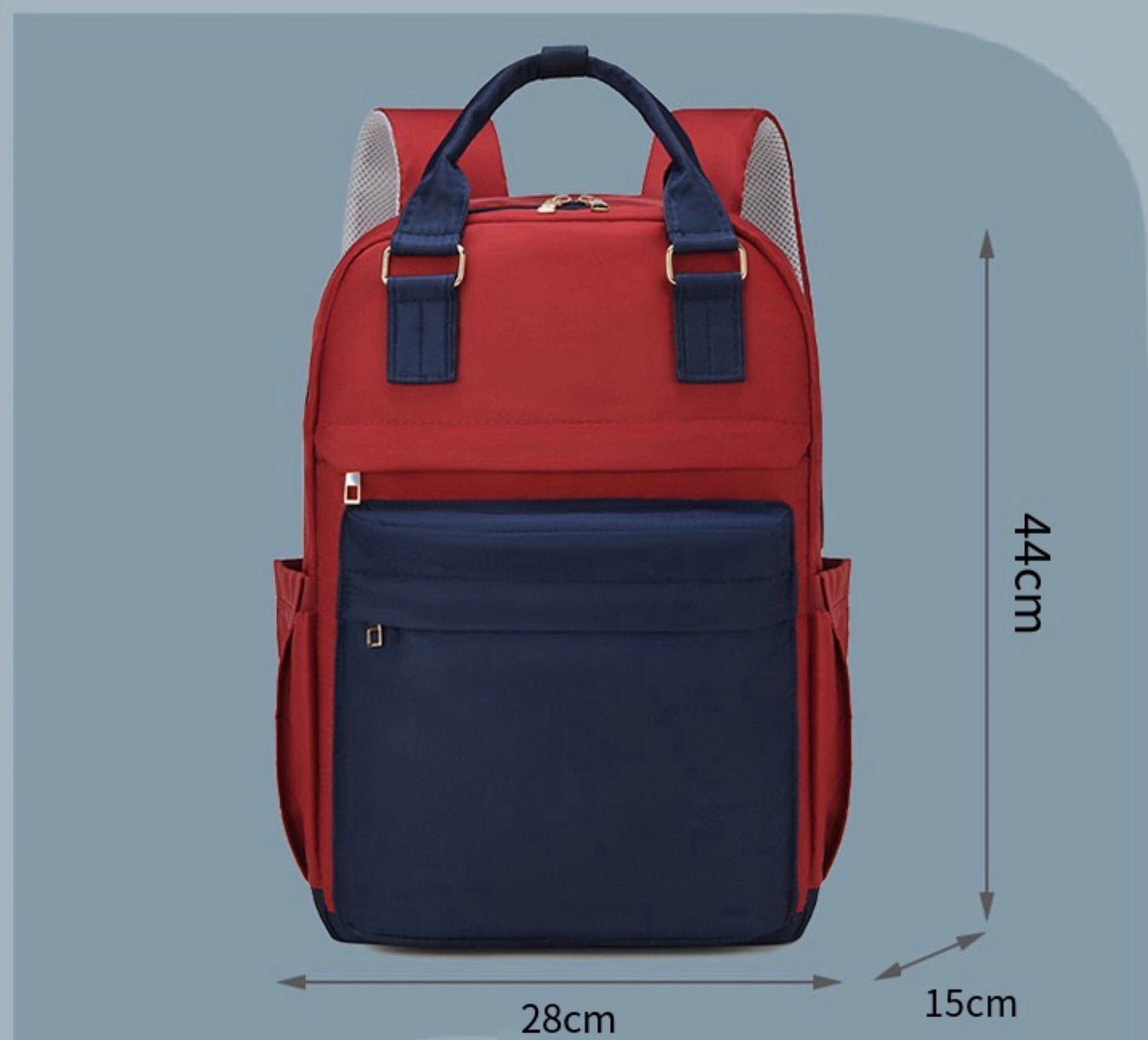 Red and Navy Blue Diaper Bag