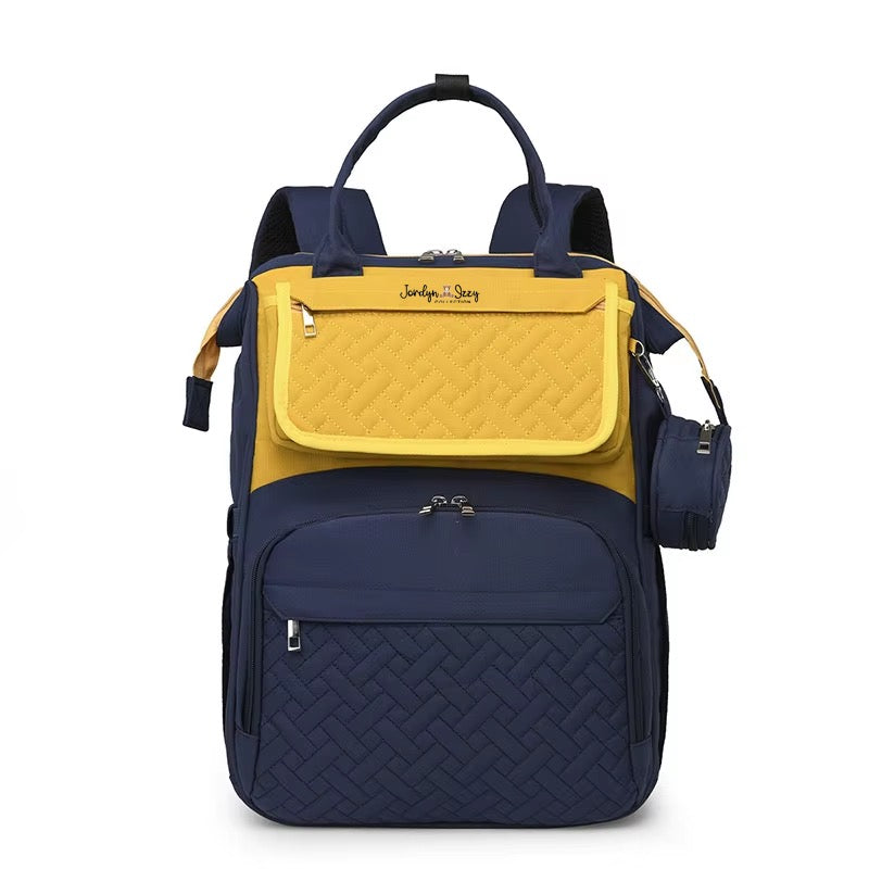 Navy Blue and Yellow Diaper Bag