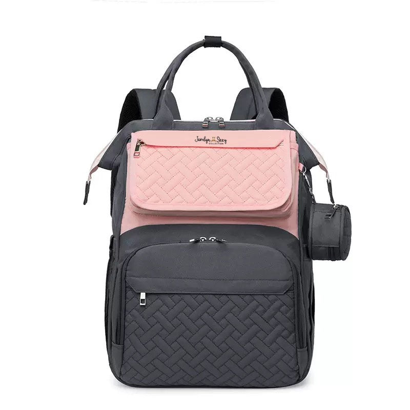 Grey and Pink Diaper Bag